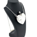 Heart Perfume Bottle Pendant With Funnel In Victorian Style On Trace Chain, Finished In 925 English Hallmarked Sterling Silver