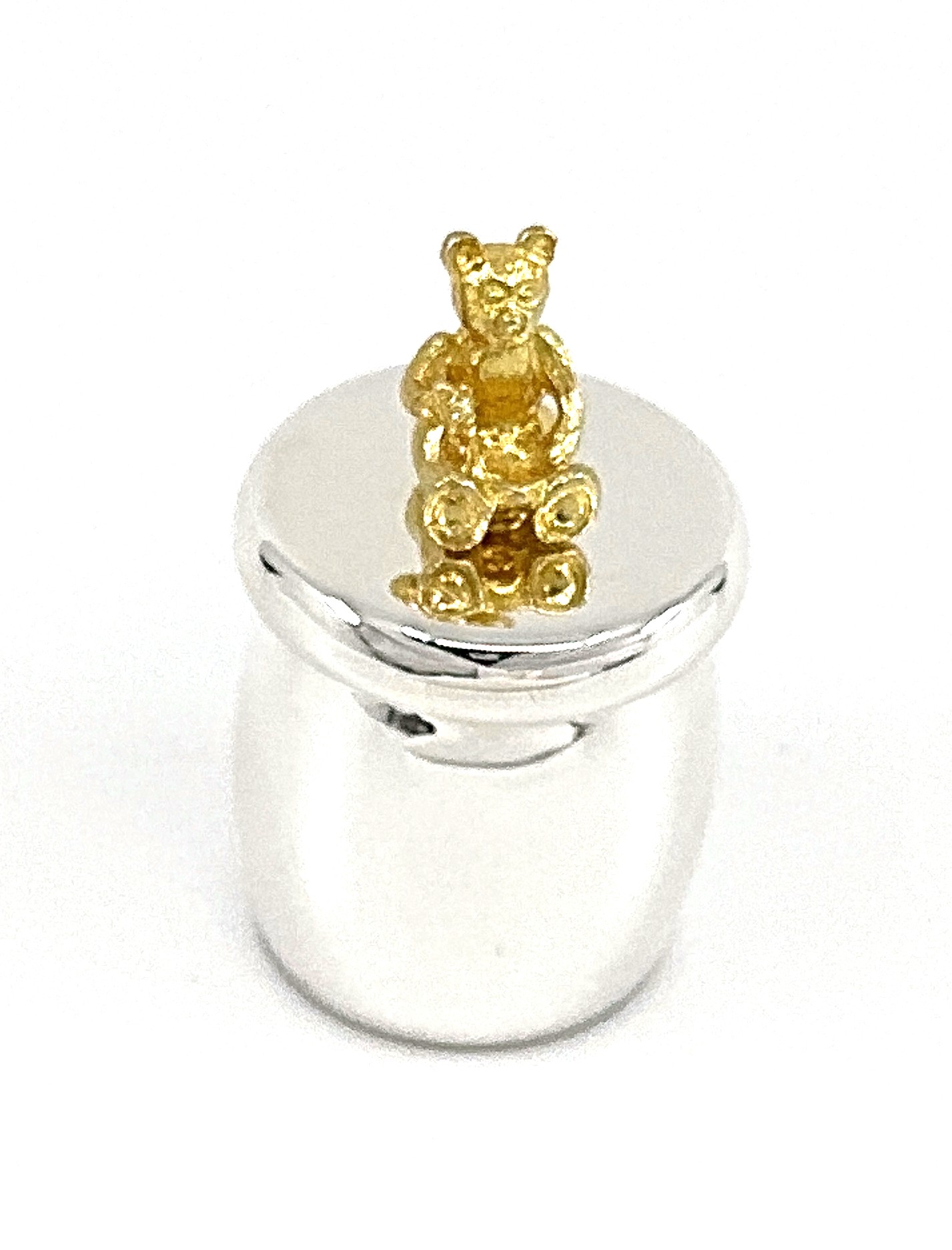 GT350 (9) Honey Pot Teddy Bear Tooth Fairy Box Finished In 925 English Hallmarked Sterling Silver