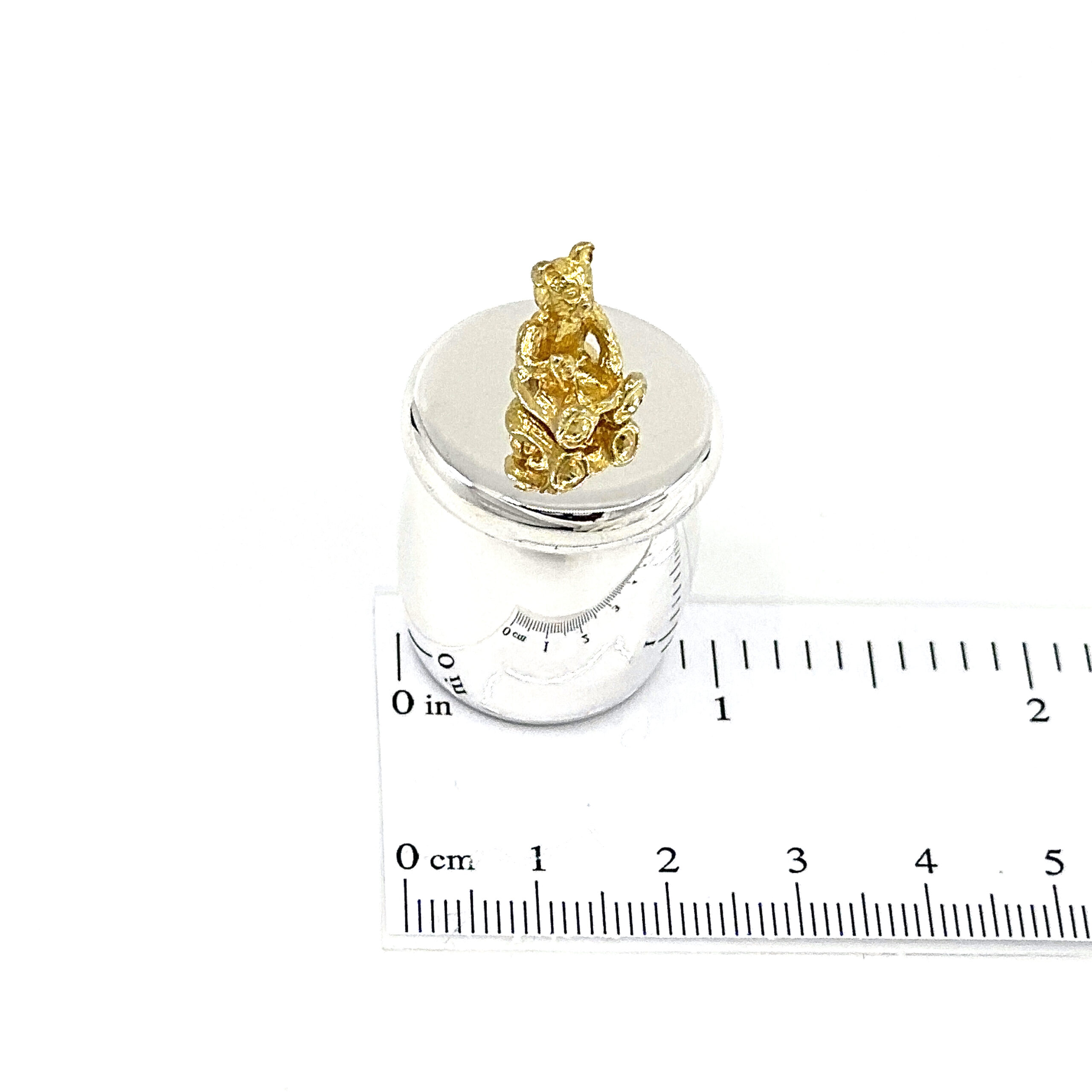 GT350 (4) Honey Pot Teddy Bear Tooth Fairy Box Finished In 925 English Hallmarked Sterling Silver