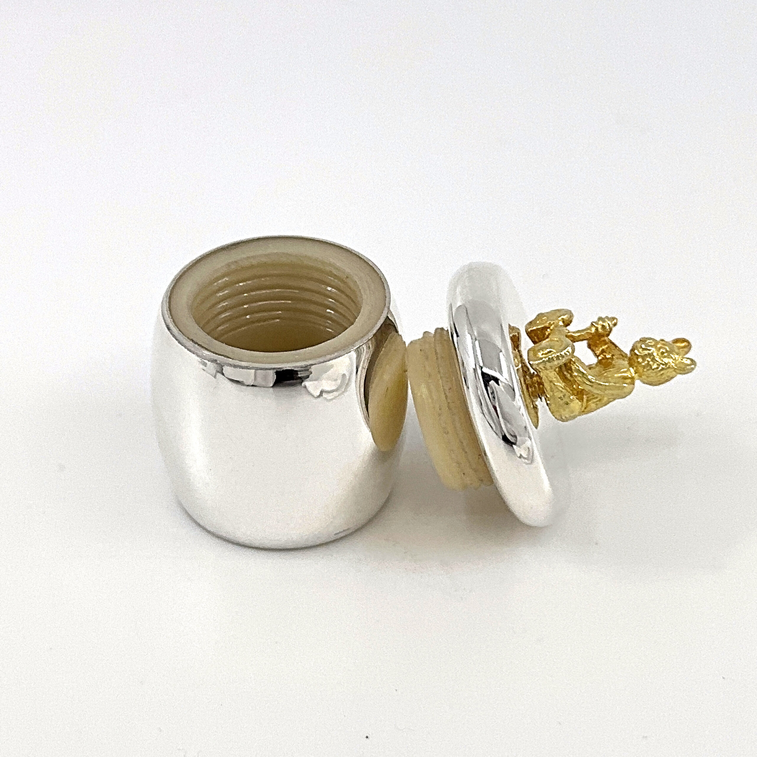 GT350 (3) Honey Pot Teddy Bear Tooth Fairy Box Finished In 925 English Hallmarked Sterling Silver