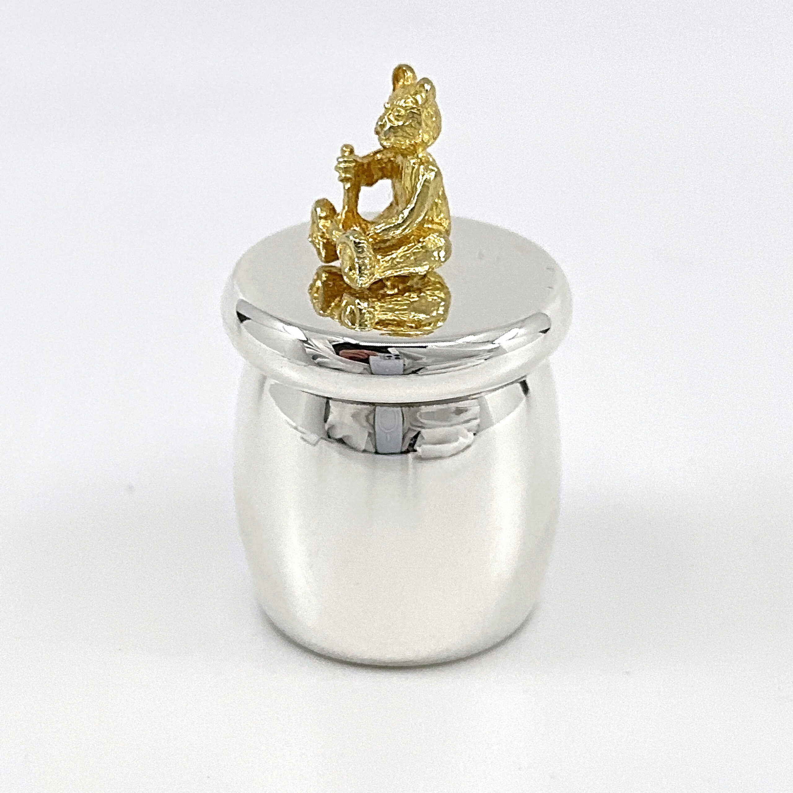GT350 (8) Honey Pot Teddy Bear Tooth Fairy Box Finished In 925 English Hallmarked Sterling Silver