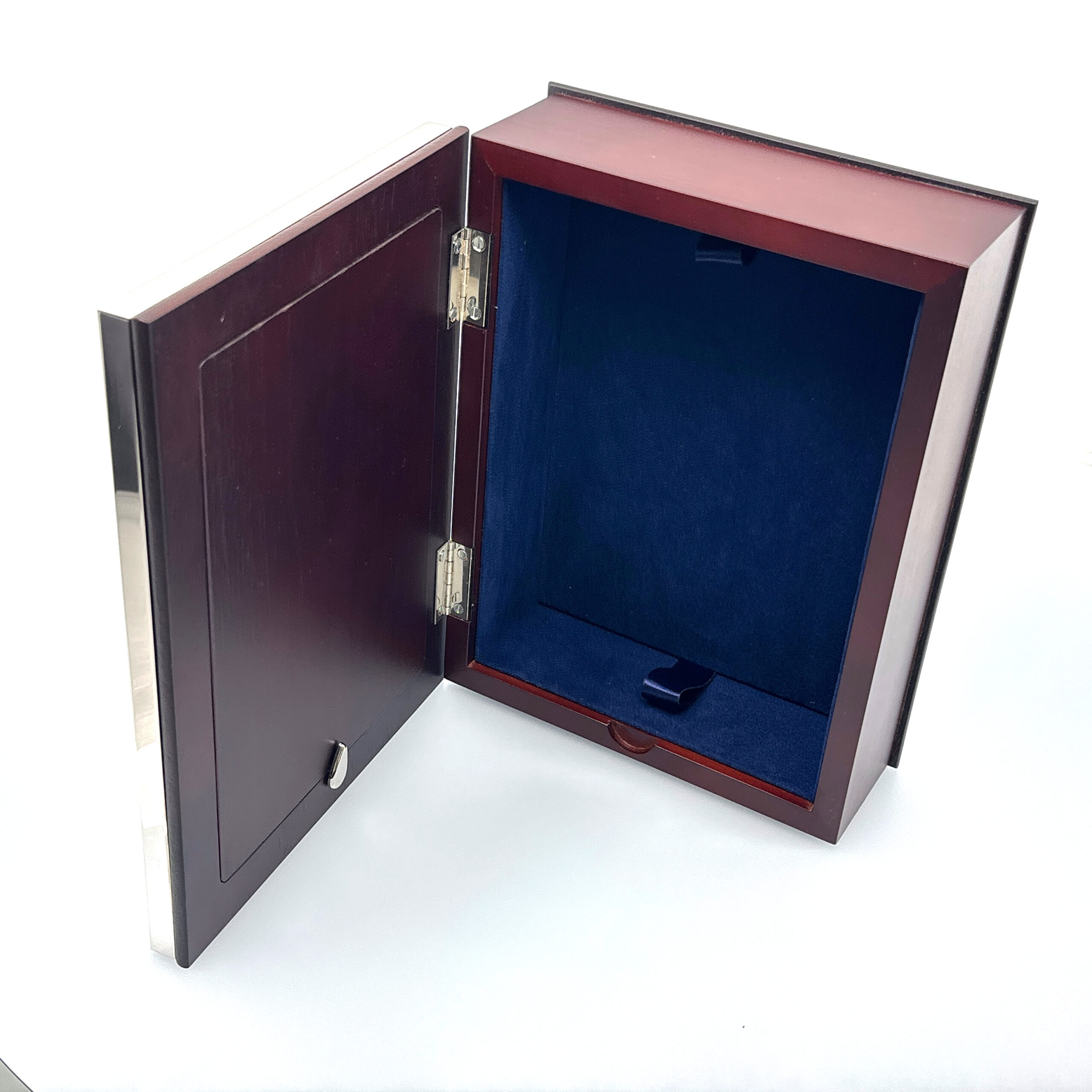 GT98 (3) Keepsake Box With Photo Frame Lid And Mahogany Finish In 925 English Hallmarked Sterling Silver