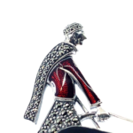 Lady And Dog Brooch Art Deco Style With Enamel And Marcasite, finished in 925 English Hallmarked Sterling Silver