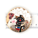 Lady And Train Pin Brooch With Enamel And Sparkling Czech Crystals | Gold Plated