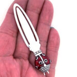Ladybug Ladybird Bookmark With Red Enamel And Marcasite Finished In 925 English Hallmarked Sterling Silver