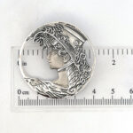 Lady Head Brooch Art Nouveau Style, finished in 925 English Hallmarked Sterling Silver