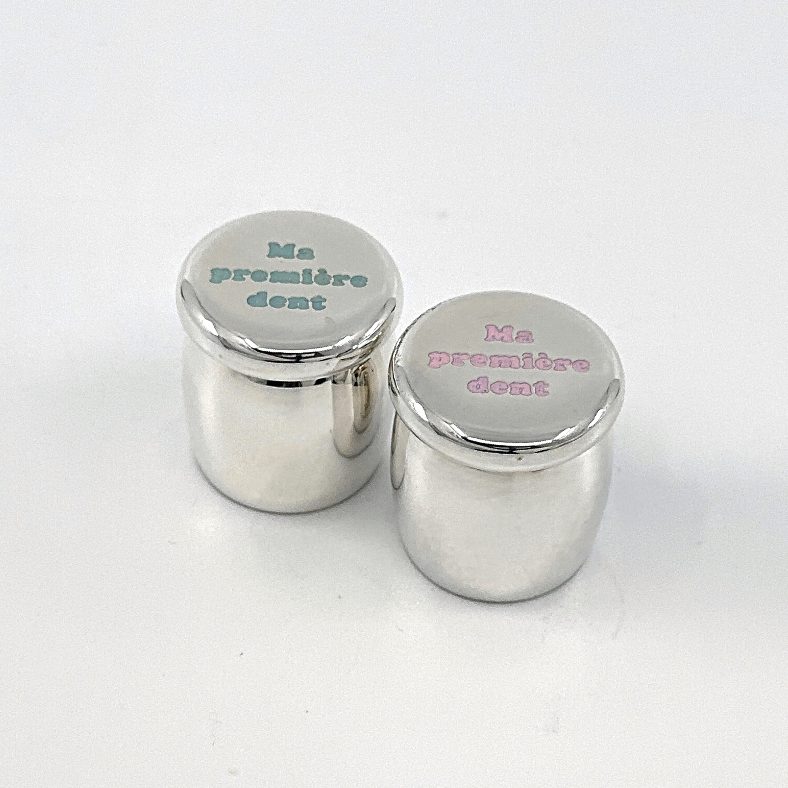 GT2302 & GT2303(9) Tooth Fairy Box With "Ma Premiere Dent" Engraving And Blue Enamel Finished In 925 English Hallmarked Sterling Silver