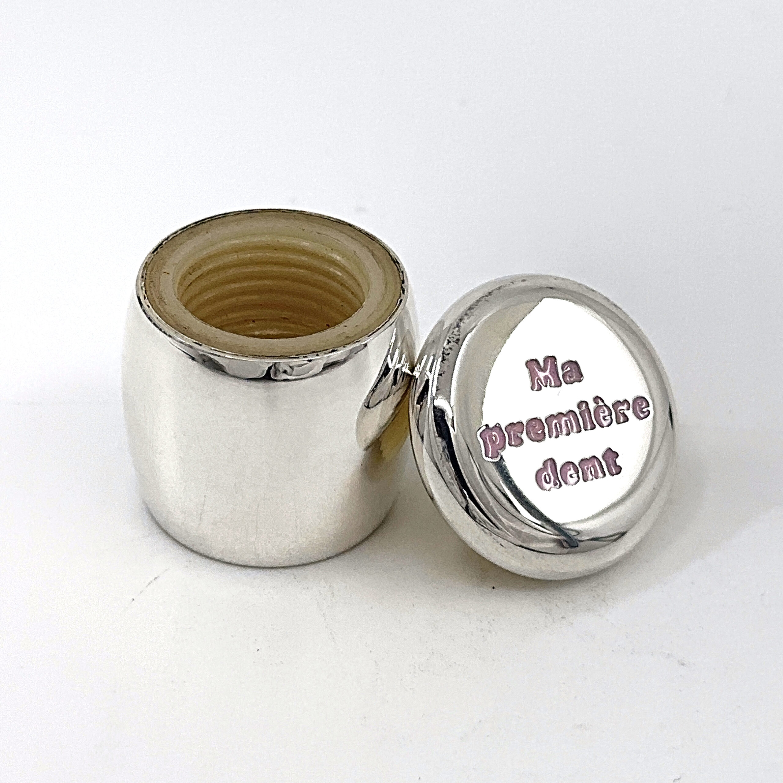 GT2303 (6) Tooth Fairy Box With Ma Premiere Dent Engraving And Pink Enamel Finished In 925 English Hallmarked Sterling Silver