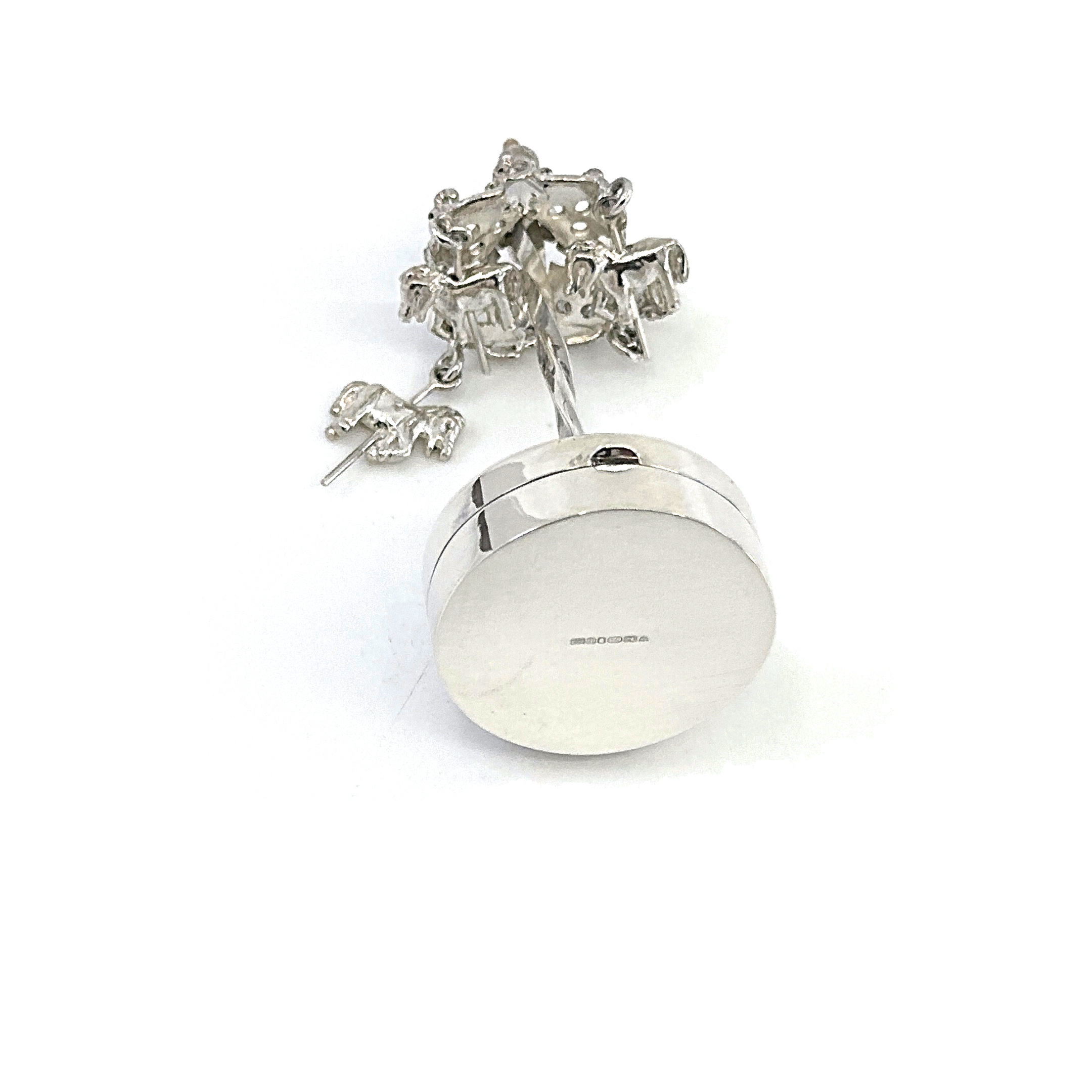 PB619 (6) Merry Go Round on Round Pill Box, Finished In 925 English Hallmarked Sterling Silver