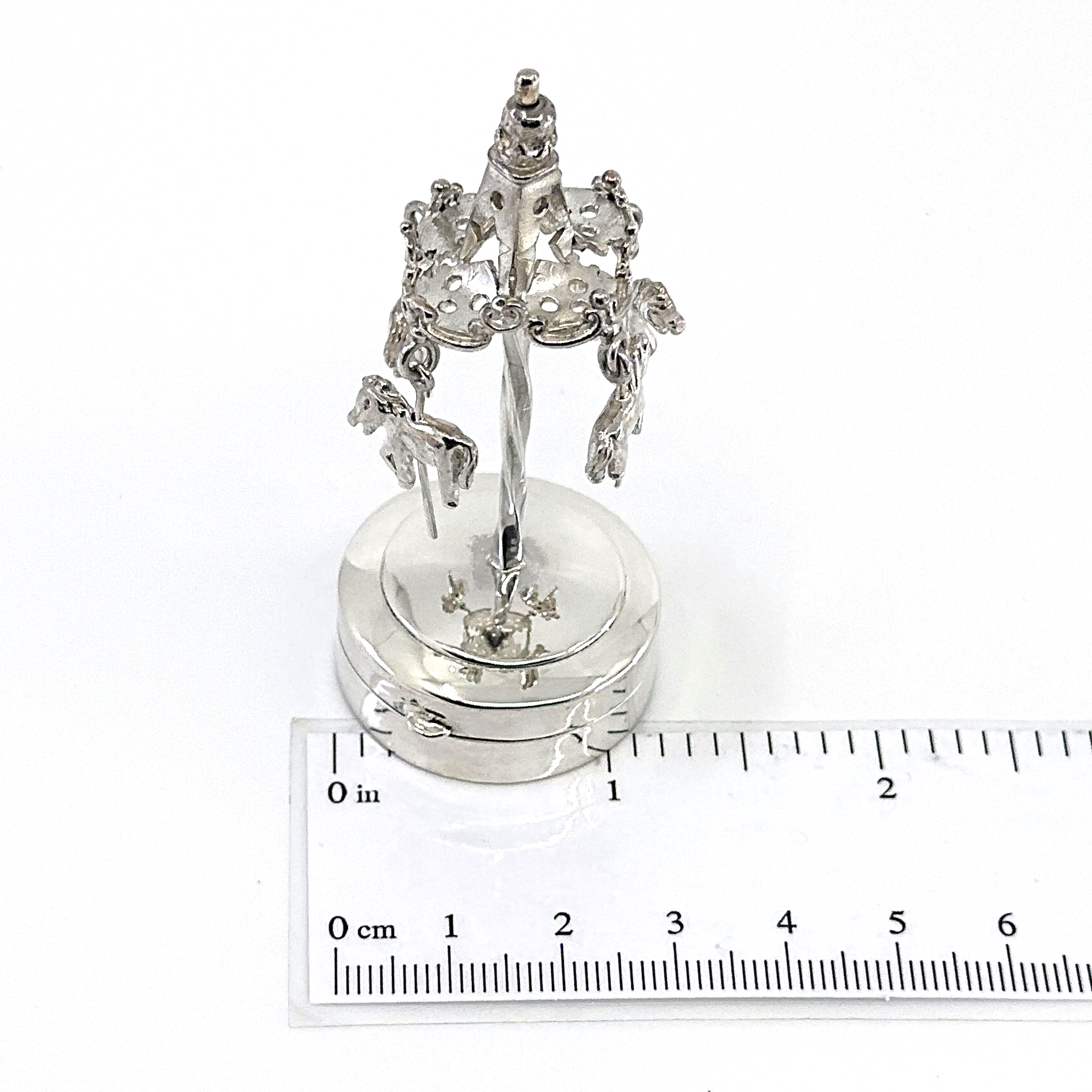 PB619 (3) Merry Go Round on Round Pill Box, Finished In 925 English Hallmarked Sterling Silver