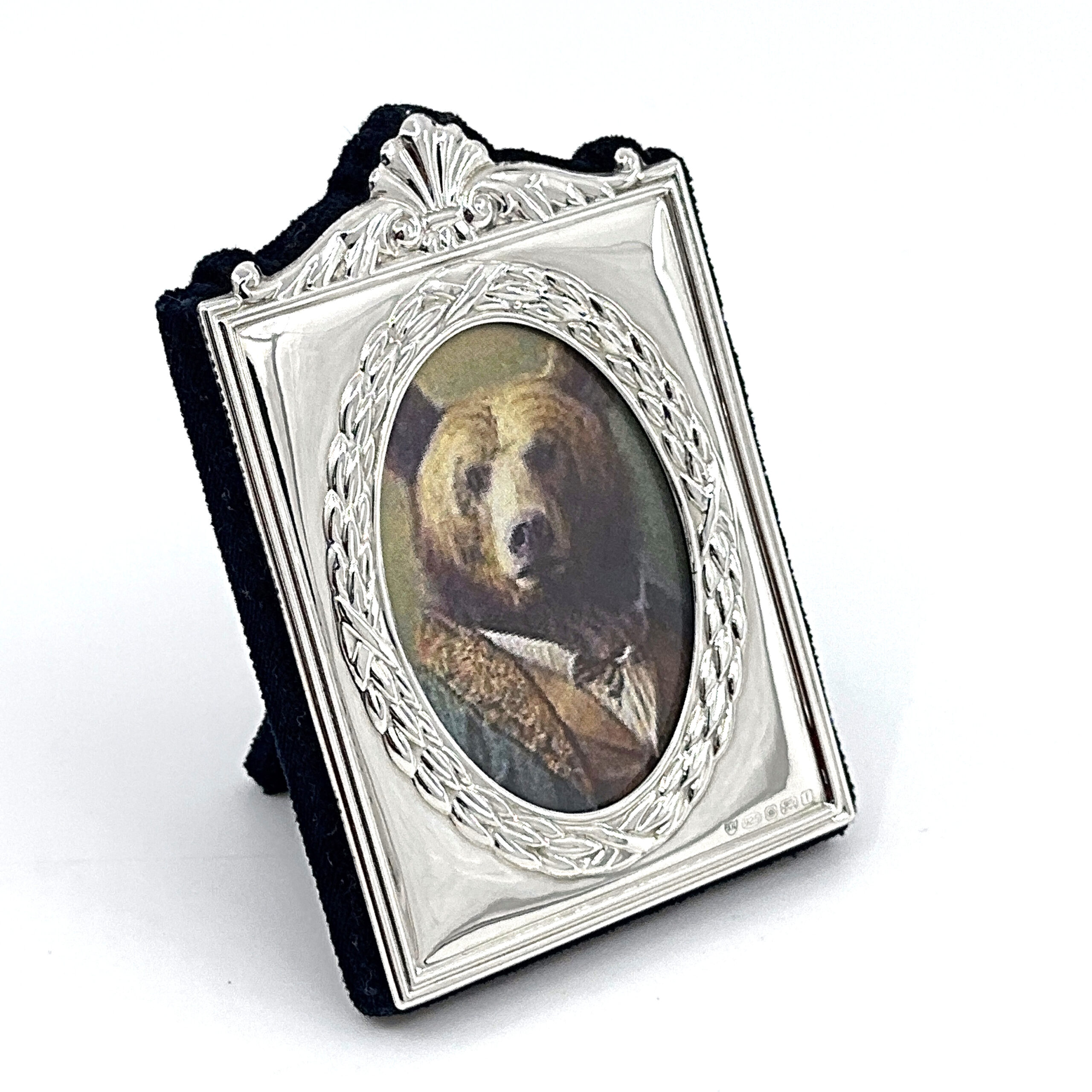 FR628 (5) Miniature Photo Frame Victorian Style With Velvet Back Finished In 925 English Hallmarked Sterling Silver
