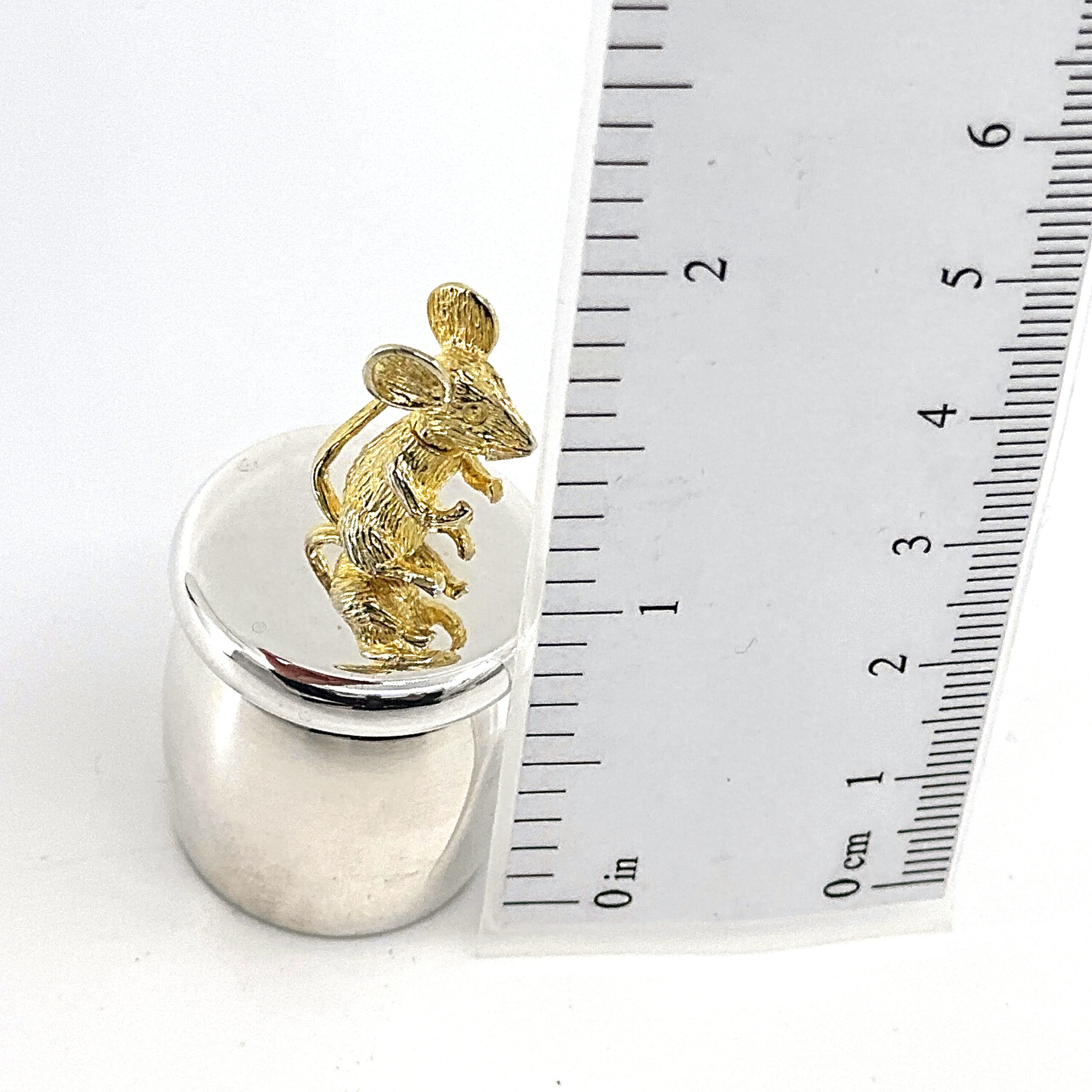 GT2010 (5) Mouse Tooth Fairy Box Victorian Style With Gold Plated Moving Mouse Finished In 925 English Hallmarked Sterling Silver