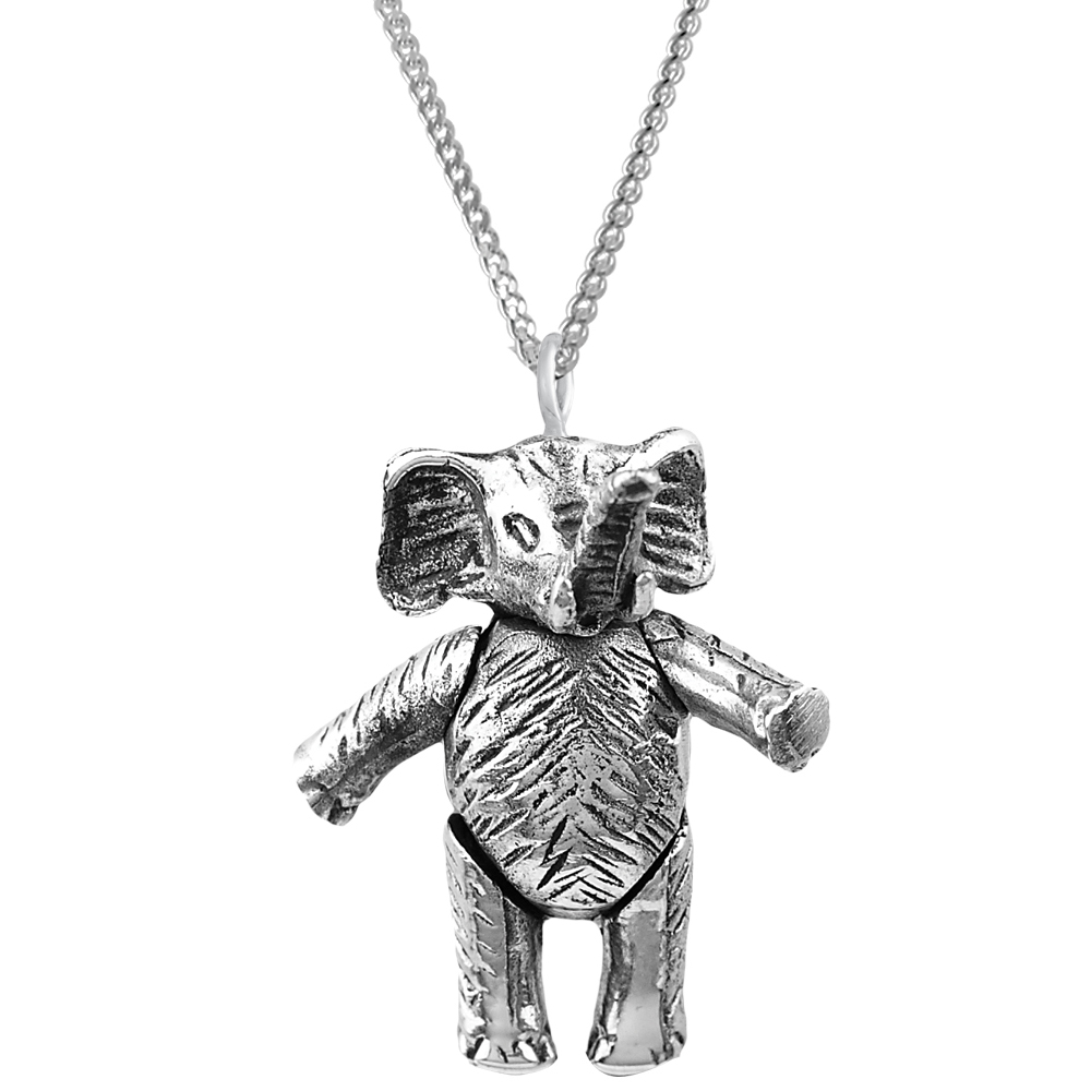 PT511 Moving Elephant Pendant On Chain, Finished In 925 English Hallmarked Sterling Silver