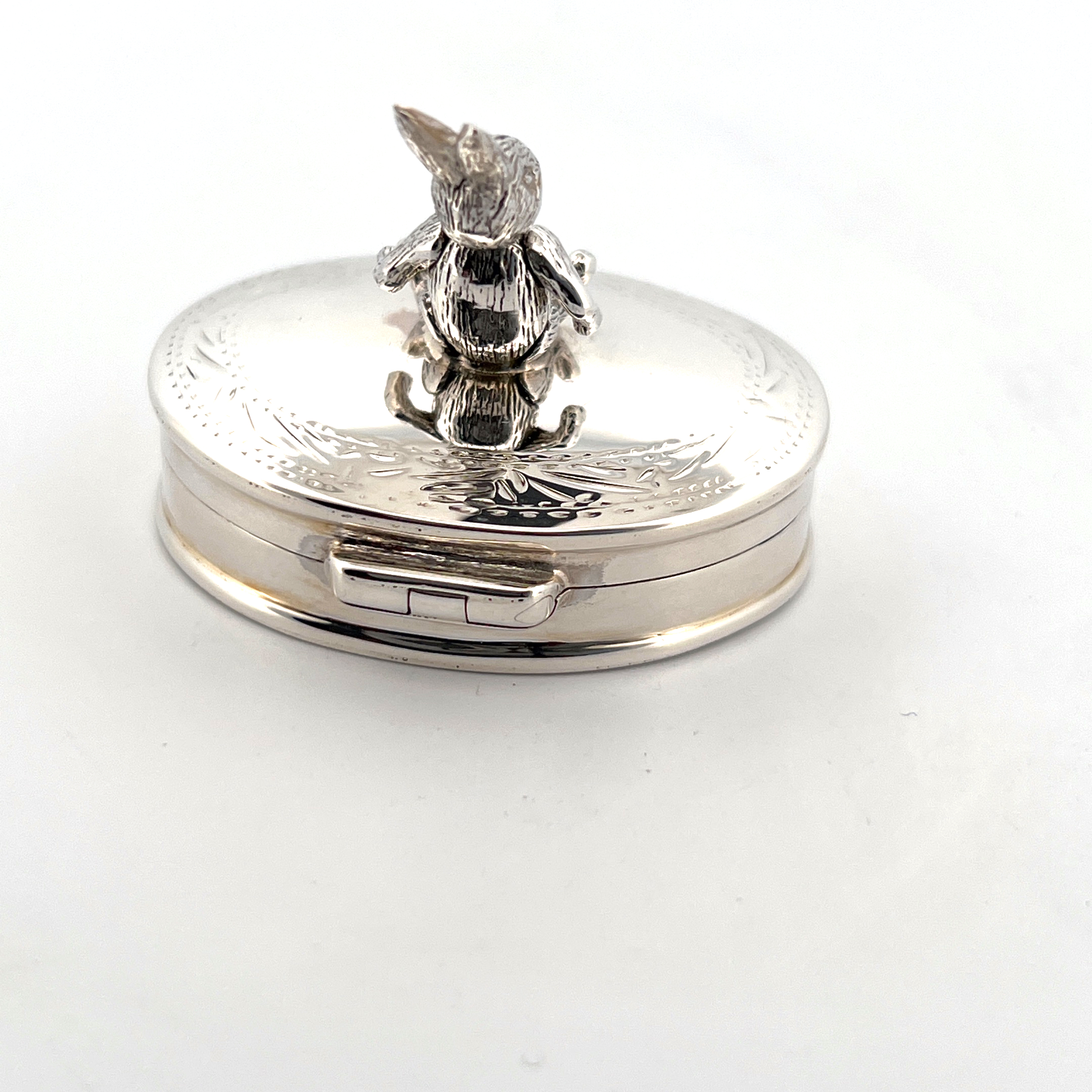 PB521 (2) Moving Rabbit Pill Box, finished in 925 English Hallmarked Sterling Silver