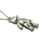 Moving Teddy Bear Pendant On Chain, Finished In 925 English Hallmarked Sterling Silver