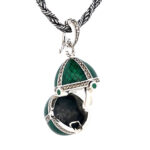 Elizabethan Style Opening Egg Shaped Necklace With Green Enamel And Marcasite Finished In 925 English Hallmarked Sterling Silver 7 Elizabethan Style Opening Egg Shaped Necklace With Green Enamel And Marcasite Finished In 925 English Hallmarked Sterling Silver