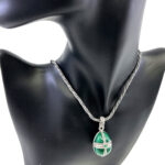 Elizabethan Style Opening Egg Shaped Necklace With Green Enamel And Marcasite Finished In 925 English Hallmarked Sterling Silver 10 Elizabethan Style Opening Egg Shaped Necklace With Green Enamel And Marcasite Finished In 925 English Hallmarked Sterling Silver