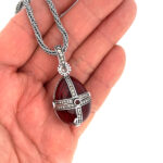 Elizabethan Style Opening Egg Shaped Necklace With Red Enamel And Marcasite Finished In 925 English Hallmarked Sterling Silver 3 Elizabethan Style Opening Egg Shaped Necklace With Red Enamel And Marcasite Finished In 925 English Hallmarked Sterling Silver