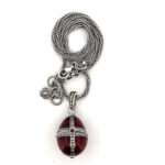 Elizabethan Style Opening Egg Shaped Necklace With Red Enamel And Marcasite Finished In 925 English Hallmarked Sterling Silver 6 Elizabethan Style Opening Egg Shaped Necklace With Red Enamel And Marcasite Finished In 925 English Hallmarked Sterling Silver