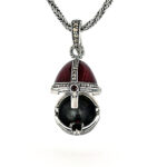 Elizabethan Style Opening Egg Shaped Necklace With Red Enamel And Marcasite Finished In 925 English Hallmarked Sterling Silver 8 Elizabethan Style Opening Egg Shaped Necklace With Red Enamel And Marcasite Finished In 925 English Hallmarked Sterling Silver