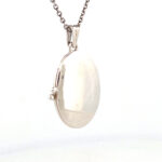 Oval Locket Set With Garnet And Marcasite, Finished In 925 English Hallmarked Sterling Silver 4 Oval Locket Set With Garnet And Marcasite, Finished In 925 English Hallmarked Sterling Silver