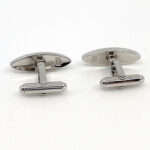 Oval Torpedo Cufflinks With Pink Enamel Detail Finished In 925 English Hallmarked Sterling Silver