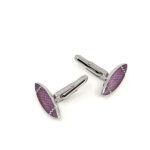 Oval Torpedo Cufflinks With Pink Enamel Detail Finished In 925 English Hallmarked Sterling Silver