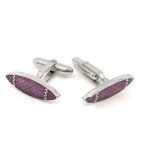 Oval Torpedo Cufflinks With Pink Enamel Detail Finished In 925 English Hallmarked Sterling Silver