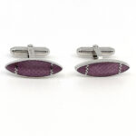 Oval Torpedo Cufflinks With Pink Enamel Detail Finished In 925 English Hallmarked Sterling Silver