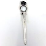 Owl Magnifying Glass Paper Knife Letter Opener With Garnet Set Eyes Finished In 925 English Hallmarked Sterling Silver