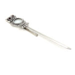 Owl Magnifying Glass Paper Knife Letter Opener With Garnet Set Eyes Finished In 925 English Hallmarked Sterling Silver