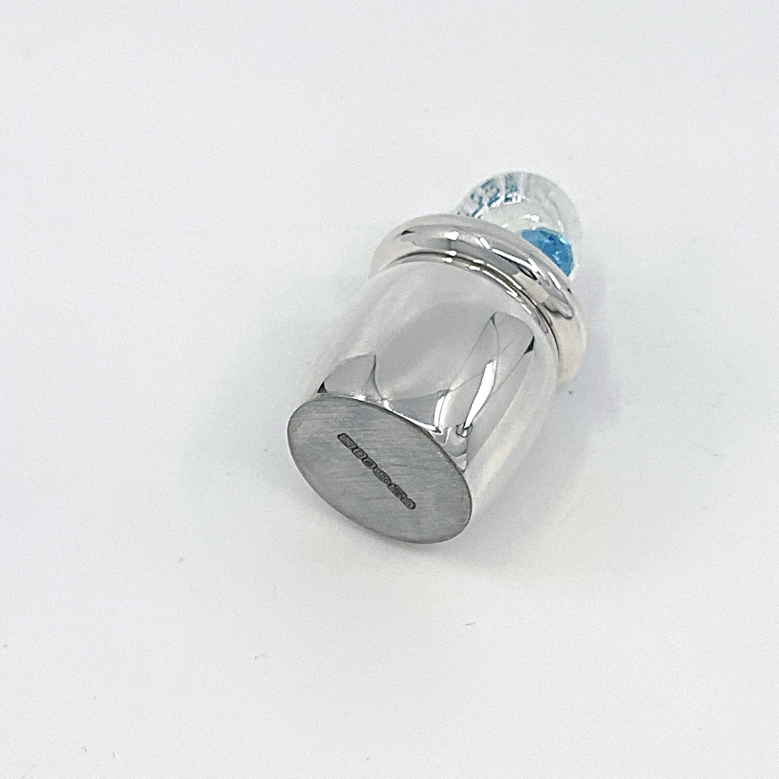 GTS101 (2) Pacifier Tooth Fairy Box With Blue Czech Crystal Finished In 925 English Hallmarked Sterling Silver