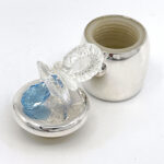 Pacifier Tooth Fairy Box With Blue Czech Crystal Finished In 925 English Hallmarked Sterling Silver 7 Pacifier Tooth Fairy Box With Blue Czech Crystal Finished In 925 English Hallmarked Sterling Silver