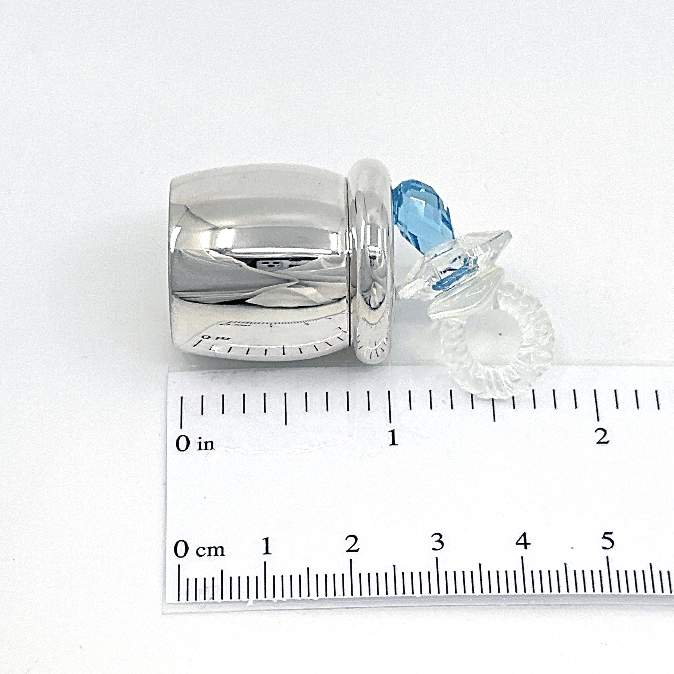 GTS101 (5) Pacifier Tooth Fairy Box With Blue Czech Crystal Finished In 925 English Hallmarked Sterling Silver