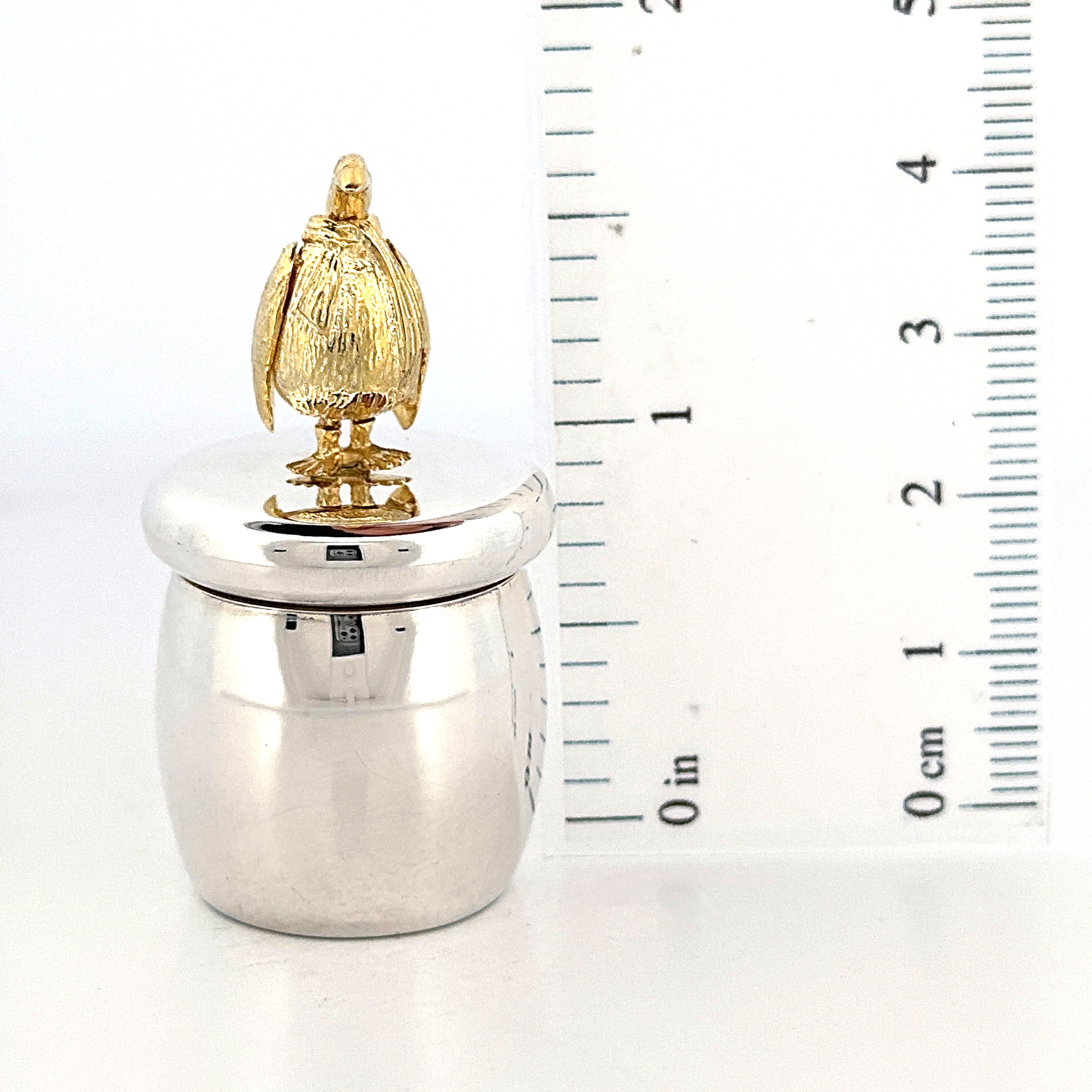 GT2244 (3) Tooth Fairy Box With Gold Plated Moving Penguin Finished In 925 English Hallmarked Sterling Silver