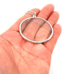 Plain Magnifying Glass Pendant Victorian Style, Finished In 925 English Hallmarked Sterling Silver