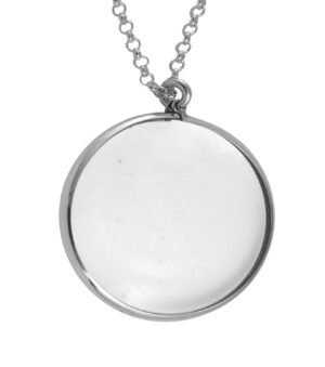 Plain Magnifying Glass Pendant Victorian Style, Finished In 925 English Hallmarked Sterling Silver