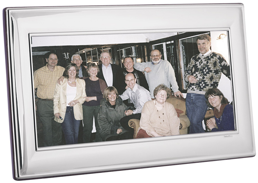 FR729-Sterling-Silver-Photo-Frame Plain Panoramic Photo Frame With Mahogany Wooden Back Finished In 925 English Hallmarked Sterling Silver