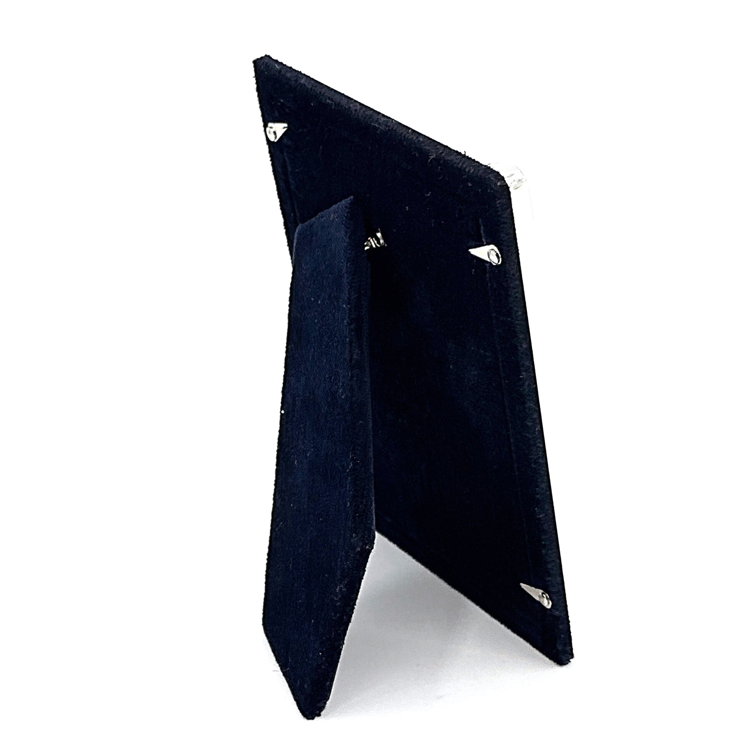 FR547 (4) Plain Photo Frame With Blue Velvet Back Finished In 925 English Hallmarked Sterling Silver