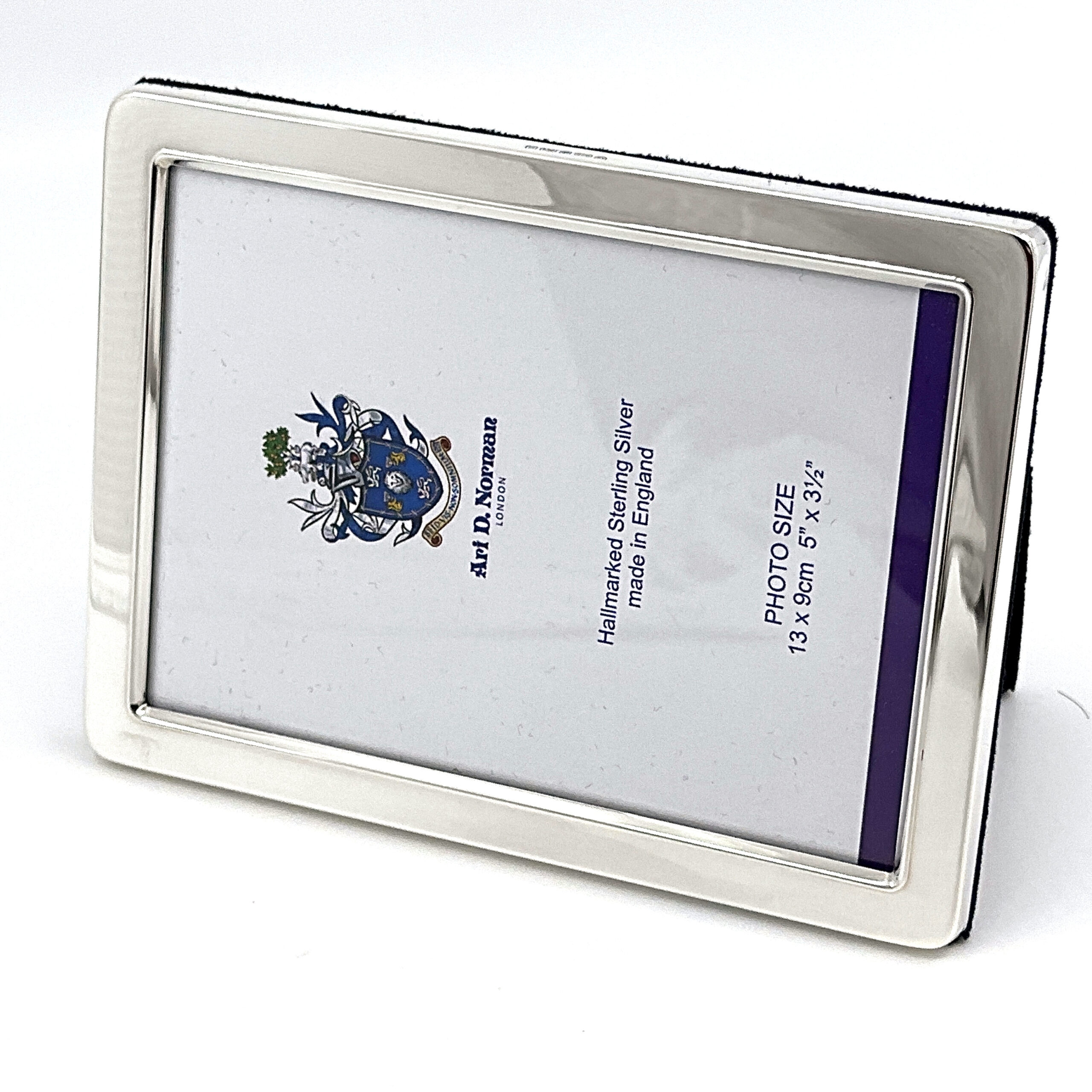 FR547 (3) Plain Photo Frame With Blue Velvet Back Finished In 925 English Hallmarked Sterling Silver