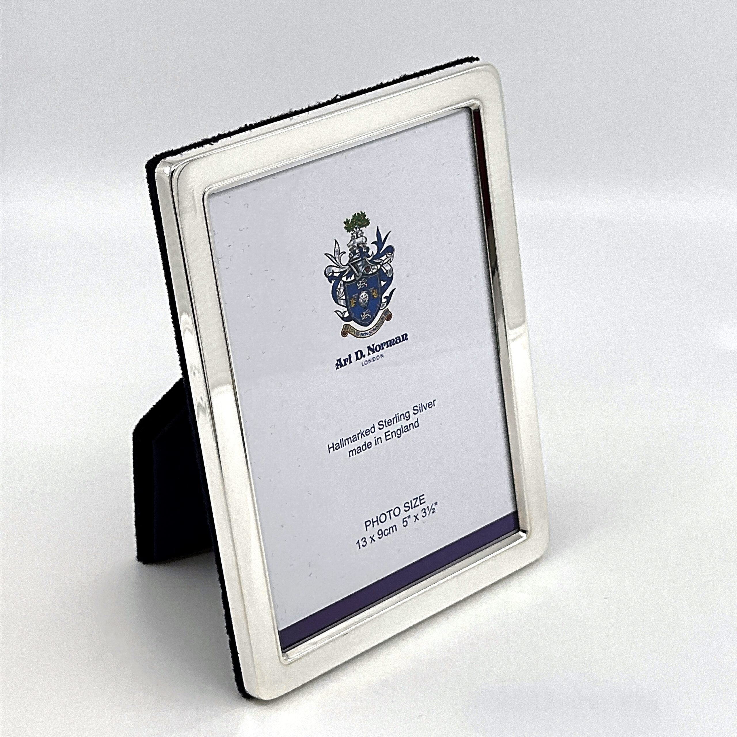 FR547 (2) Plain Photo Frame With Blue Velvet Back Finished In 925 English Hallmarked Sterling Silver