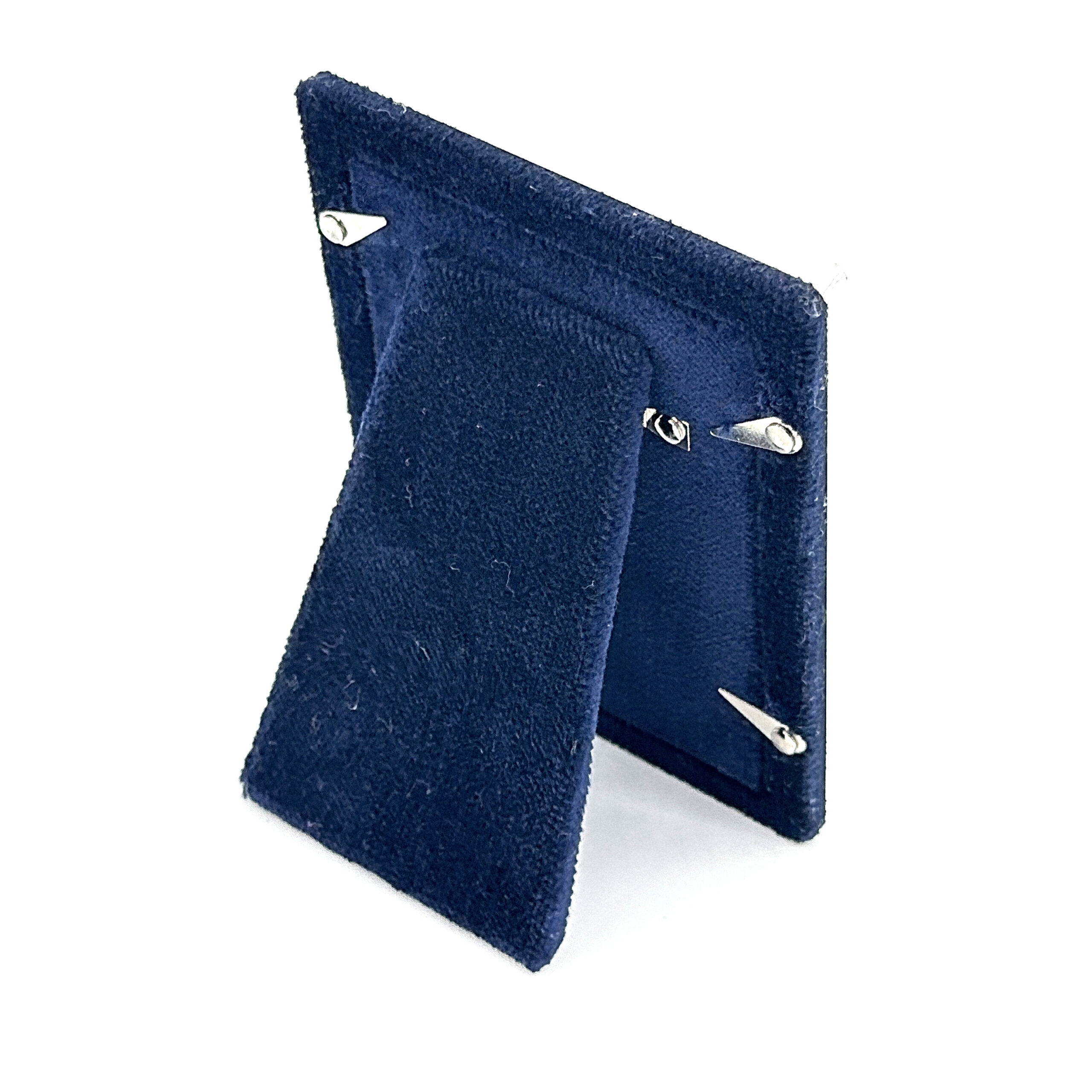 FR546 (3) Plain Photo Frame With Blue Velvet Back Finished In 925 English Hallmarked Sterling Silver