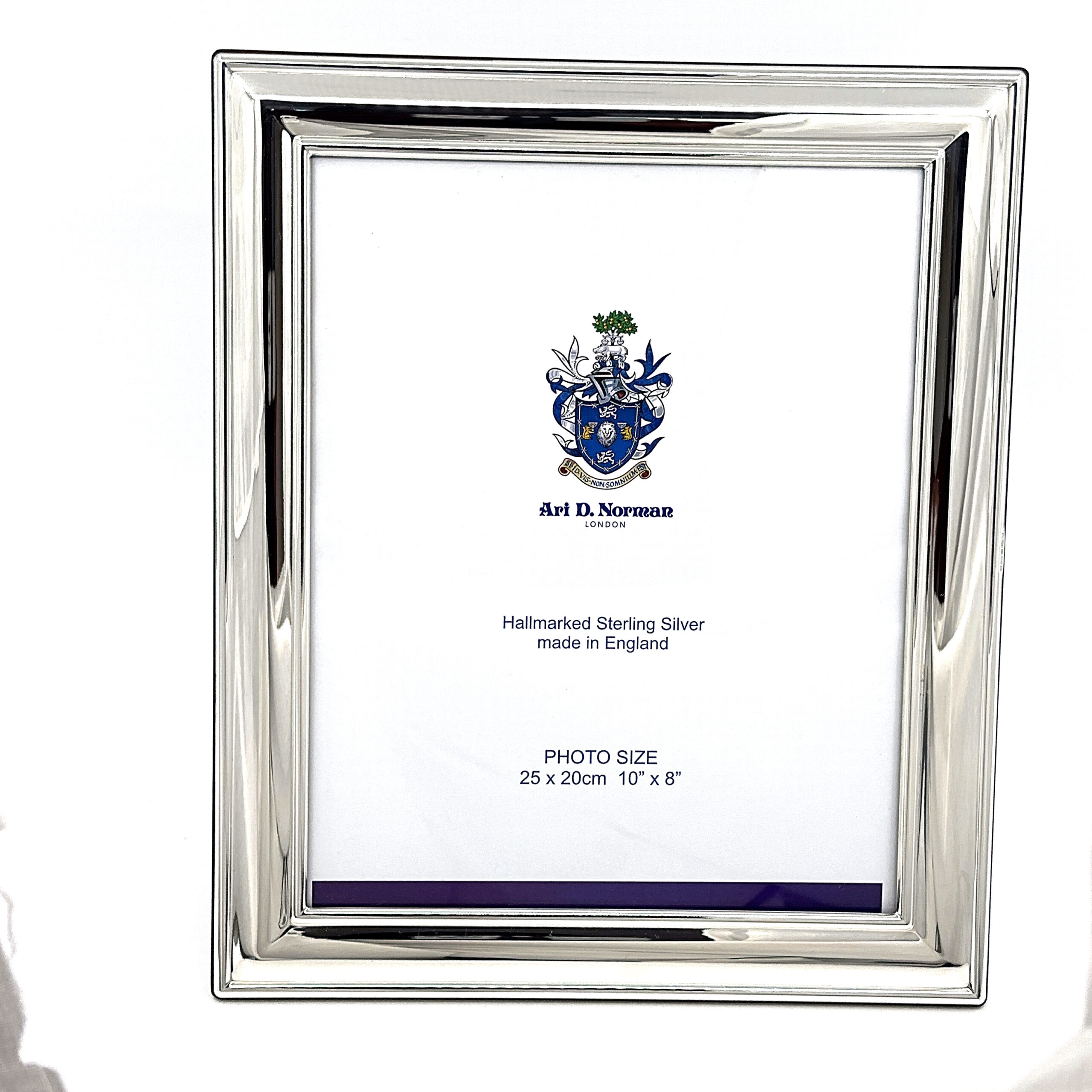 FR652 (7) Plain Photo Frame With Mahogany Wooden Back Finished In 925 English Hallmarked Sterling Silver