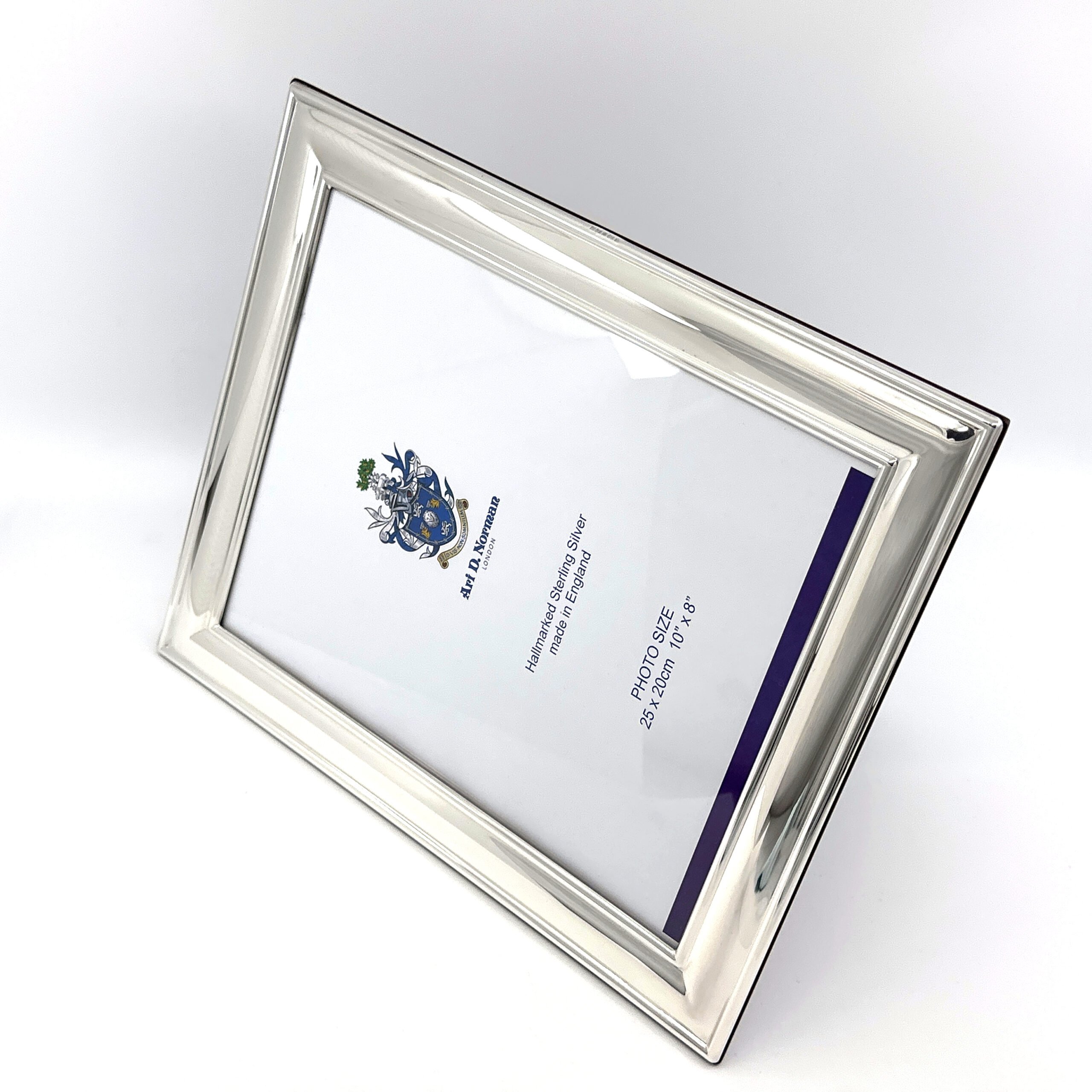 FR652 (3) Plain Photo Frame With Mahogany Wooden Back Finished In 925 English Hallmarked Sterling Silver