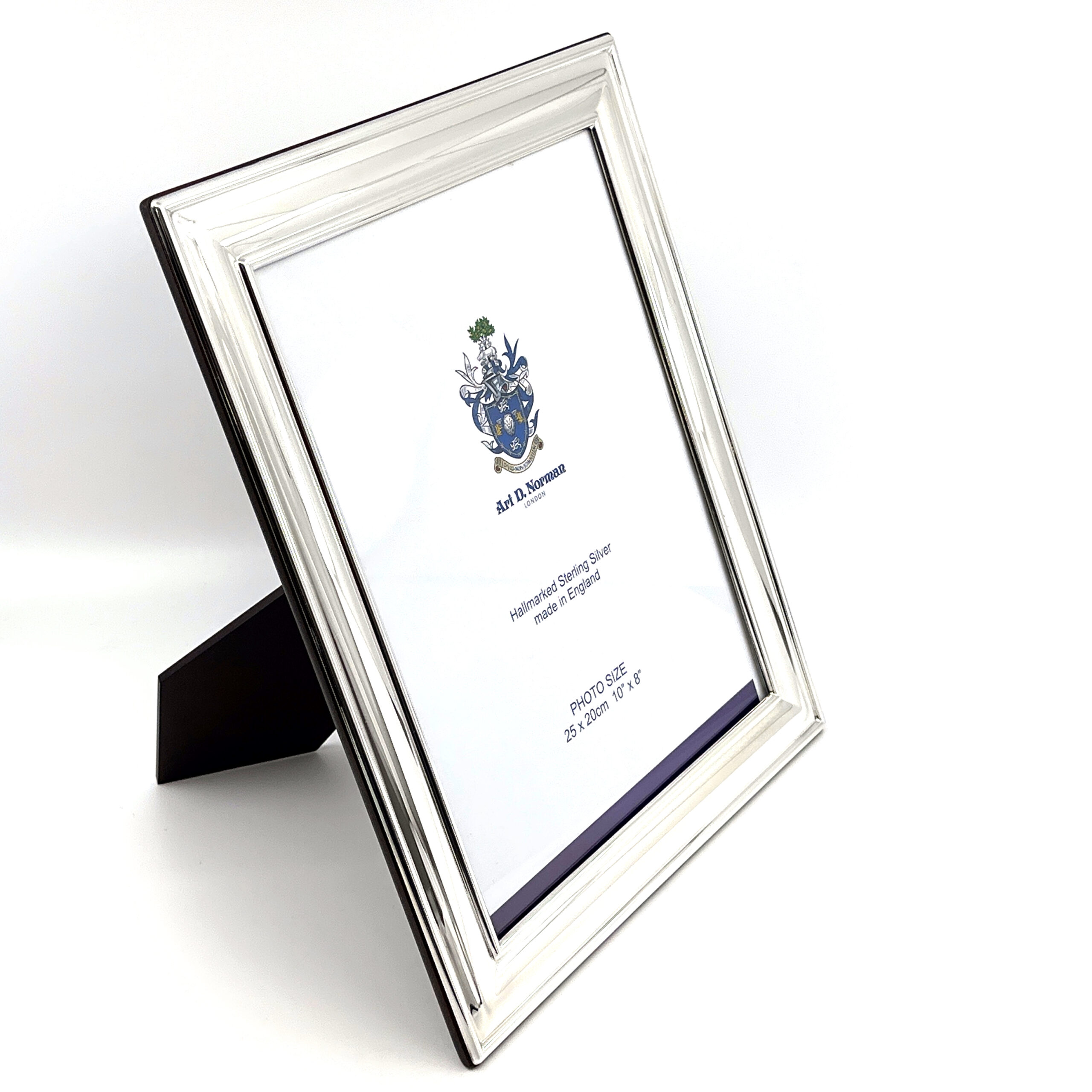 FR652 (5) Plain Photo Frame With Mahogany Wooden Back Finished In 925 English Hallmarked Sterling Silver