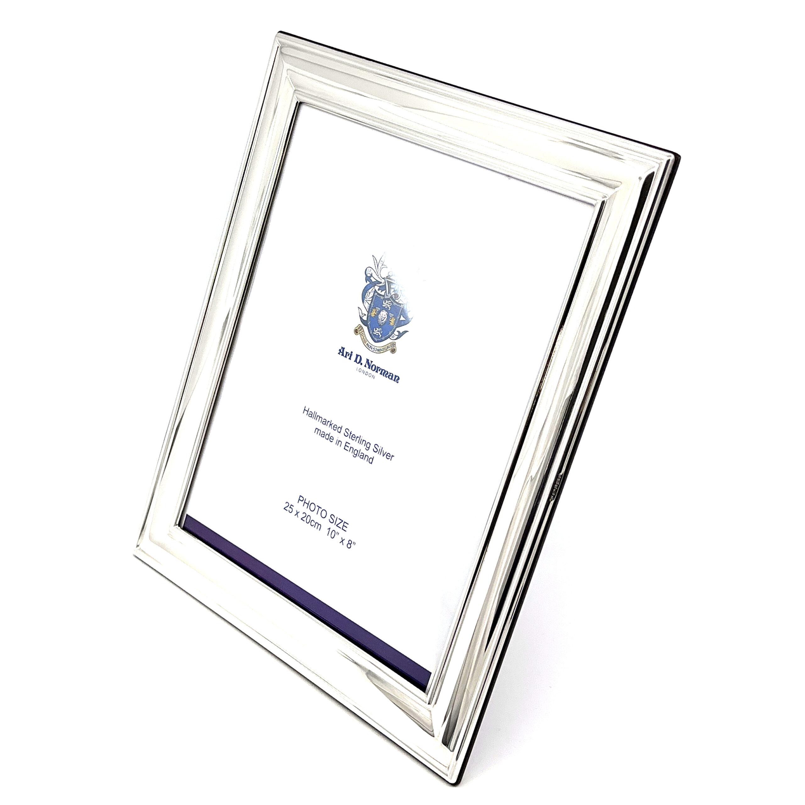 FR652 (1) Plain Photo Frame With Mahogany Wooden Back Finished In 925 English Hallmarked Sterling Silver