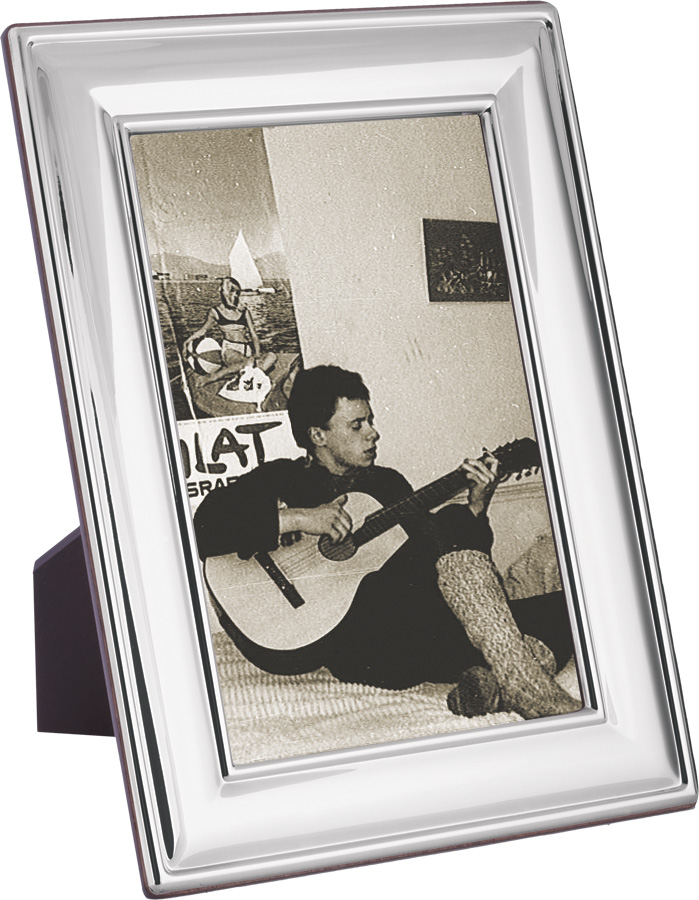 FR702-Sterling-Silver-Photo-Frame Plain Photo Frame With Mahogany Wooden Back Finished In 925 English Hallmarked Sterling Silver