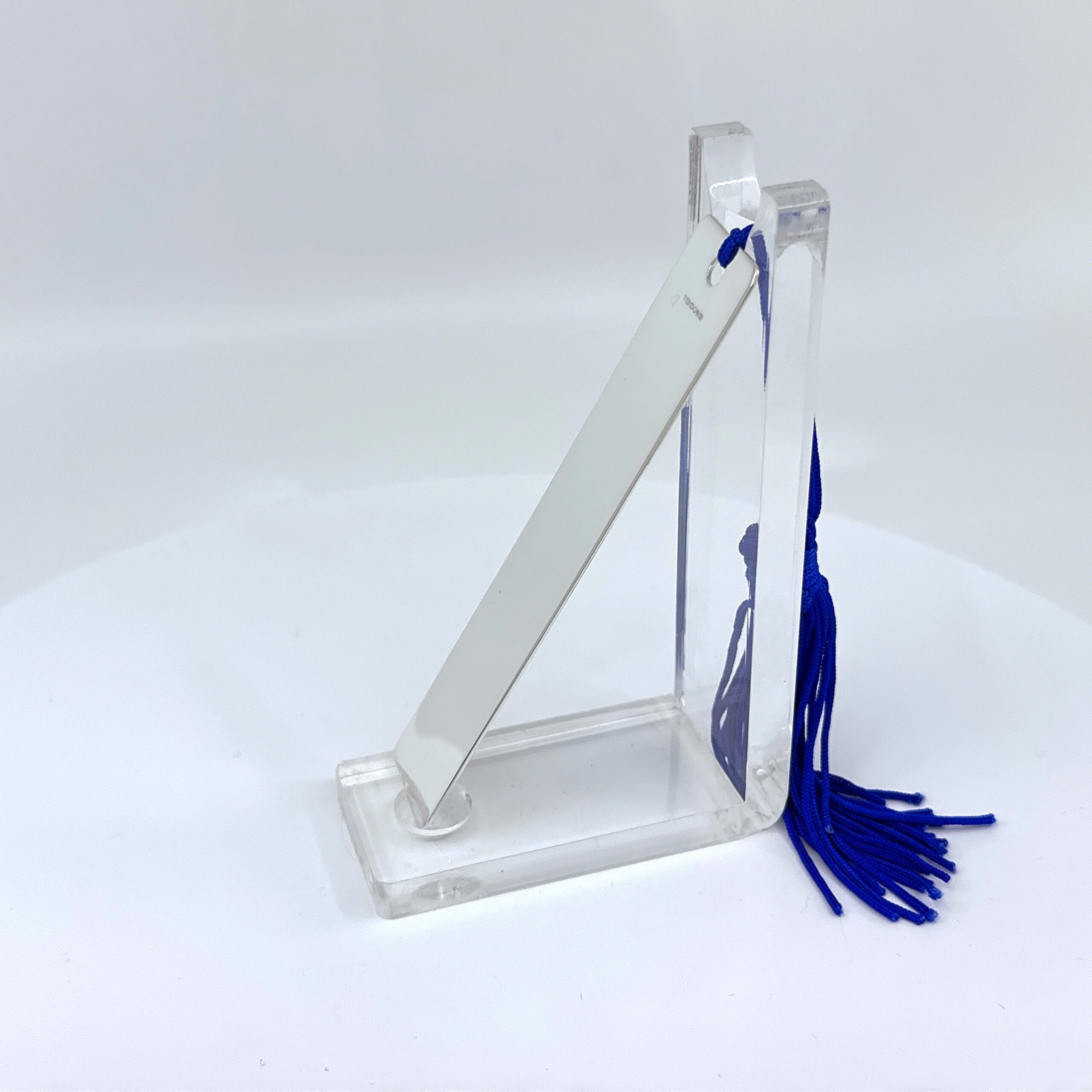 GT743 (2) Plain Rectangular Bookmark With Tassel Finished In 925 English Hallmarked Sterling Silver