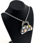 Purse Pendant Set With Enamel And Marcasite, Finished In 925 English Hallmarked Sterling Silver