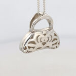 Purse Pendant Set With Enamel And Marcasite, Finished In 925 English Hallmarked Sterling Silver